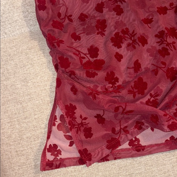 Sheer Red Floral Top - Picture 6 of 6